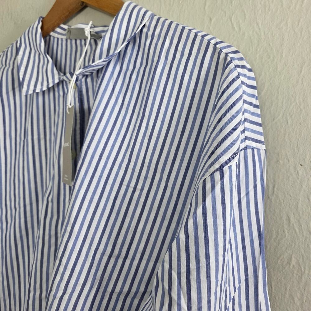 NWT Everlane The Woven PJ Button Down Crop Top Blue White Stripe Cotton Medium - Picture 14 of 16